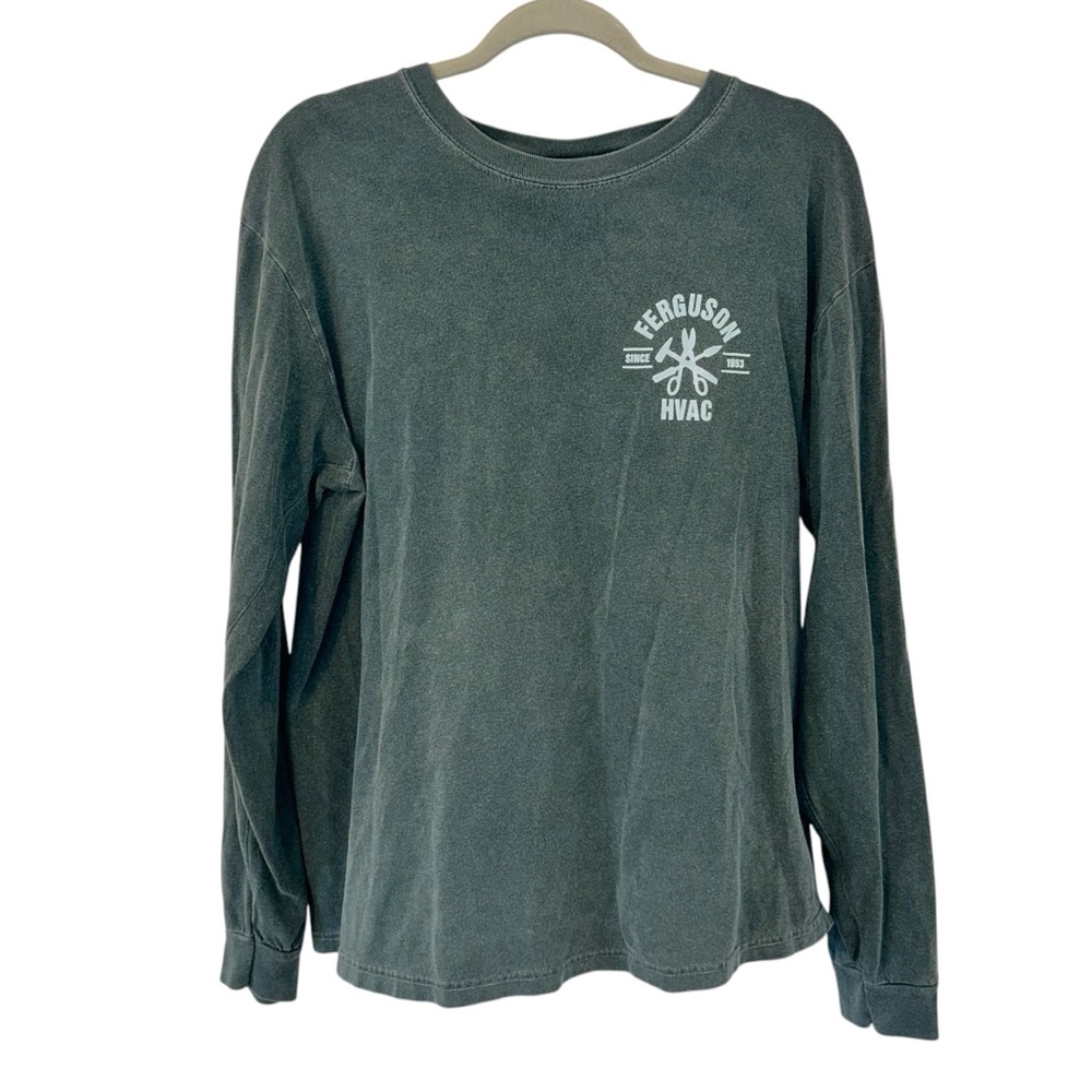 Green Ferguson HVAC Long Sleeve Top Comfort Colors Unisex Size Large Shirt Fit!